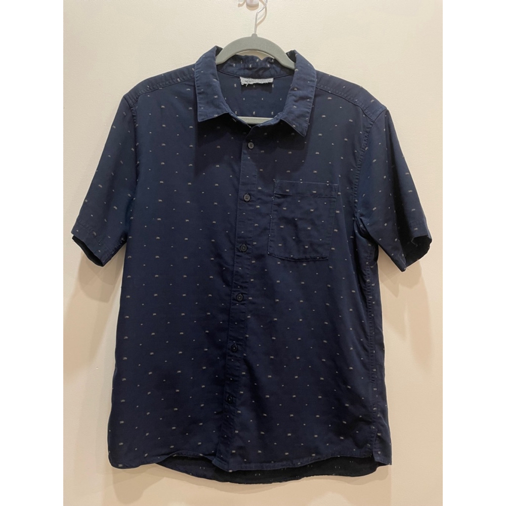 Icebreaker Short Sleeve Button Down Shirt Men Size M Blue Merino Wool
